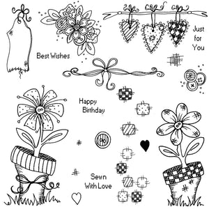 Hobby Art Stamps - Clear Polymer Stamp Set - A5 - Floral Patchwork