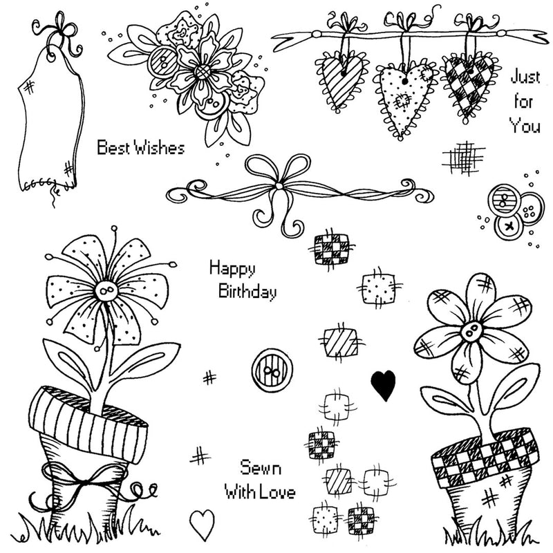 Hobby Art Stamps - Clear Polymer Stamp Set - A5 - Floral Patchwork