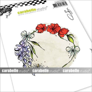 Carabelle Studio - A6 - Rubber Cling Stamp Set - Soizic - Floral Circle