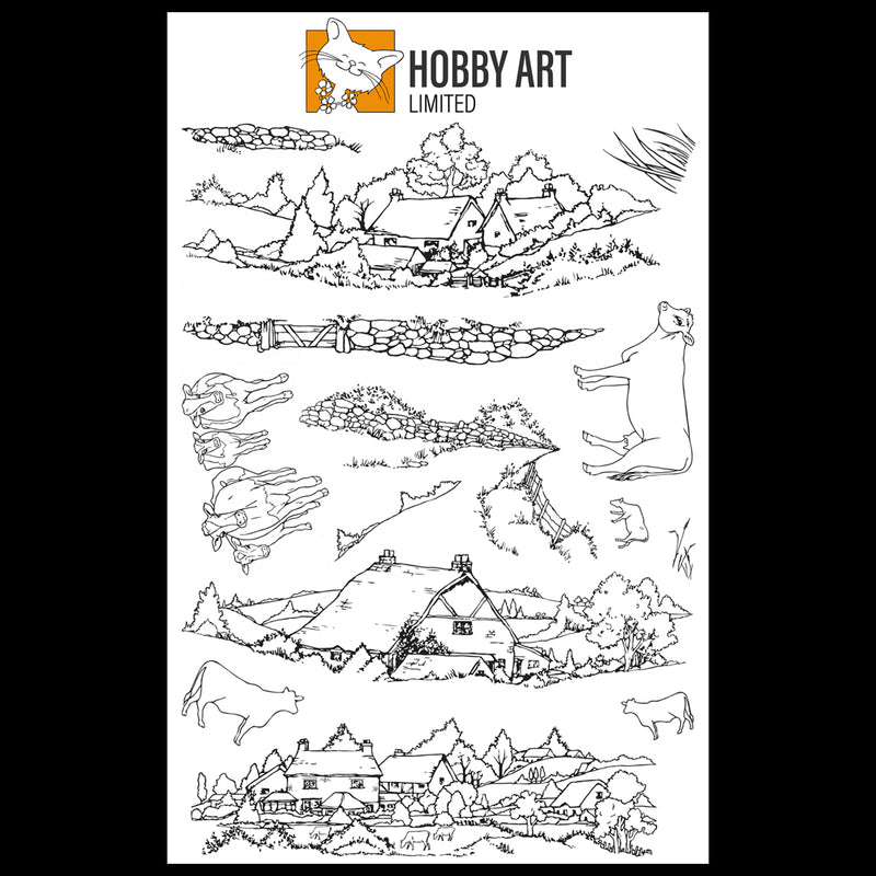 Hobby Art Stamps - Clear Polymer Stamp Set - A5 - Farm Scenes