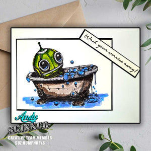 Creative Expressions - Rubber Cling Stamp - Andy Skinner - Bot-ology Wash Your Worries Away