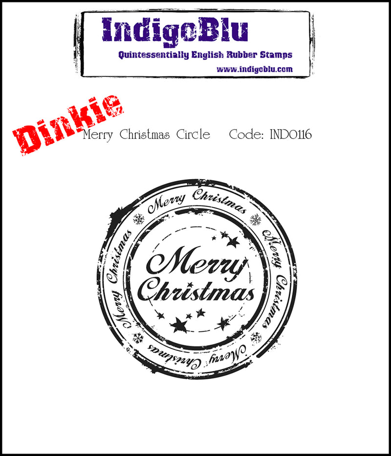 IndigoBlu - Cling Mounted Stamp - Dinkie - Merry Christmas Circle