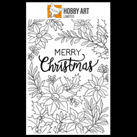 Hobby Art Stamps - A6 - Clear Polymer Stamp Set - Floral Merry Christmas