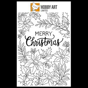 Hobby Art Stamps - A6 - Clear Polymer Stamp Set - Floral Merry Christmas