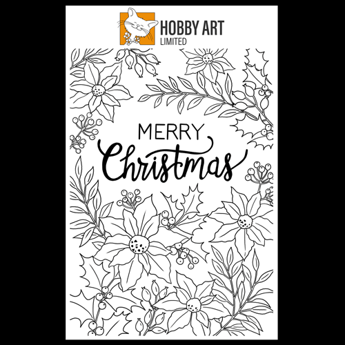 Hobby Art Stamps - A6 - Clear Polymer Stamp Set - Floral Merry Christmas