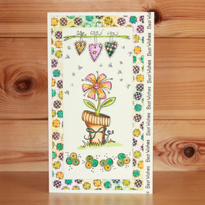 Hobby Art Stamps - Clear Polymer Stamp Set - A5 - Floral Patchwork