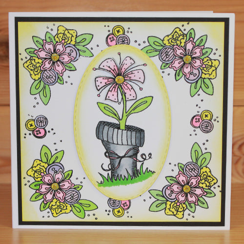 Hobby Art Stamps - Clear Polymer Stamp Set - A5 - Floral Patchwork