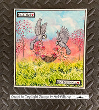 Carabelle Studio - A6 - Rubber Cling Stamp Set - Sylvie Belgrand - 3 Birds