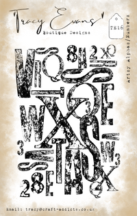 Tracy Evans Boutique Designs - Clear Stamps - A7 - Artsy Alphas/Numbers - TE16