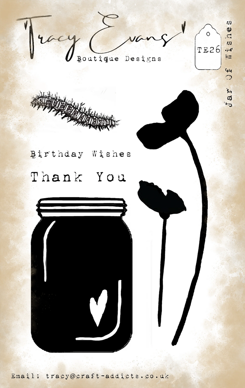 Tracy Evans Boutique Designs - Clear Stamps - A7 - Jar of Wishes - TE26