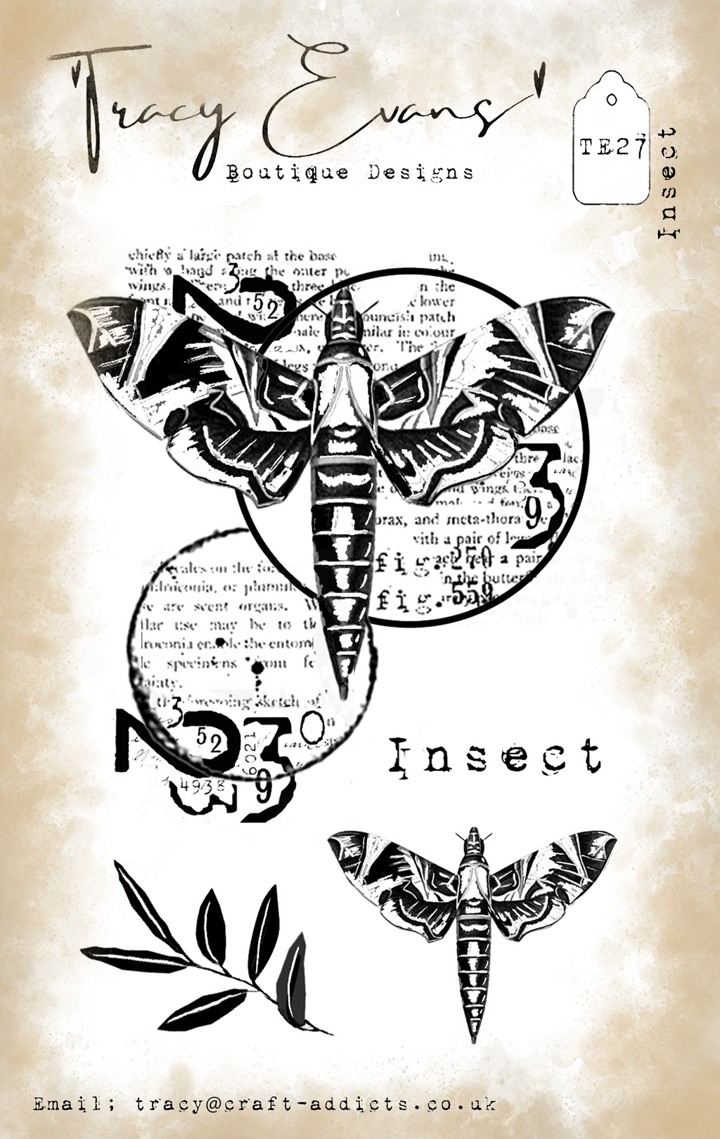 Tracy Evans Boutique Designs - Clear Stamps - A7 - Insect - TE27