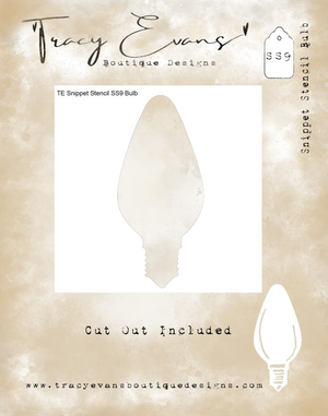 Tracy Evans Boutique Designs - Snippet Stencil - 4 x 4 - Bulb (cut out included)