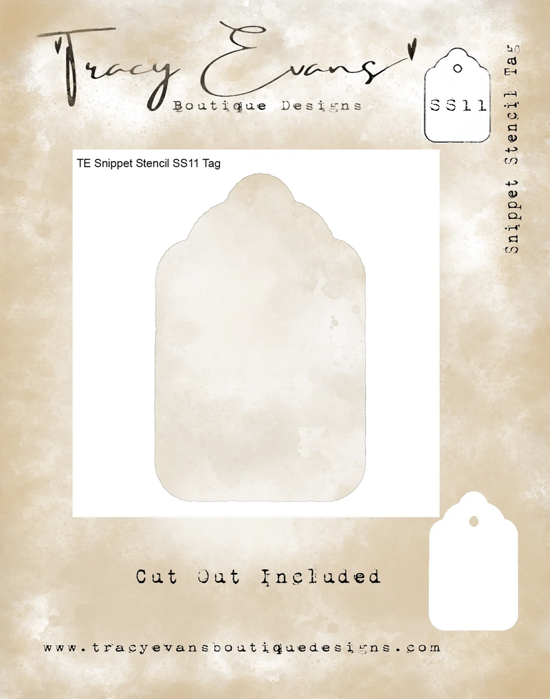 Tracy Evans Boutique Designs - Snippet Stencil - 4 x 4 - Tag (cut out included)