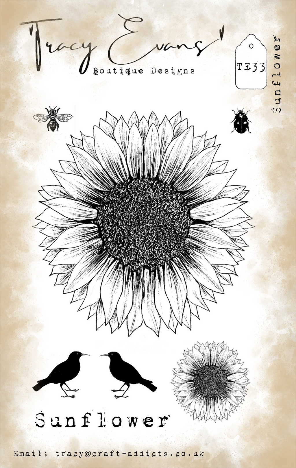 Tracy Evans Boutique Designs - Clear Stamps - A6 - Sunflower - TE33