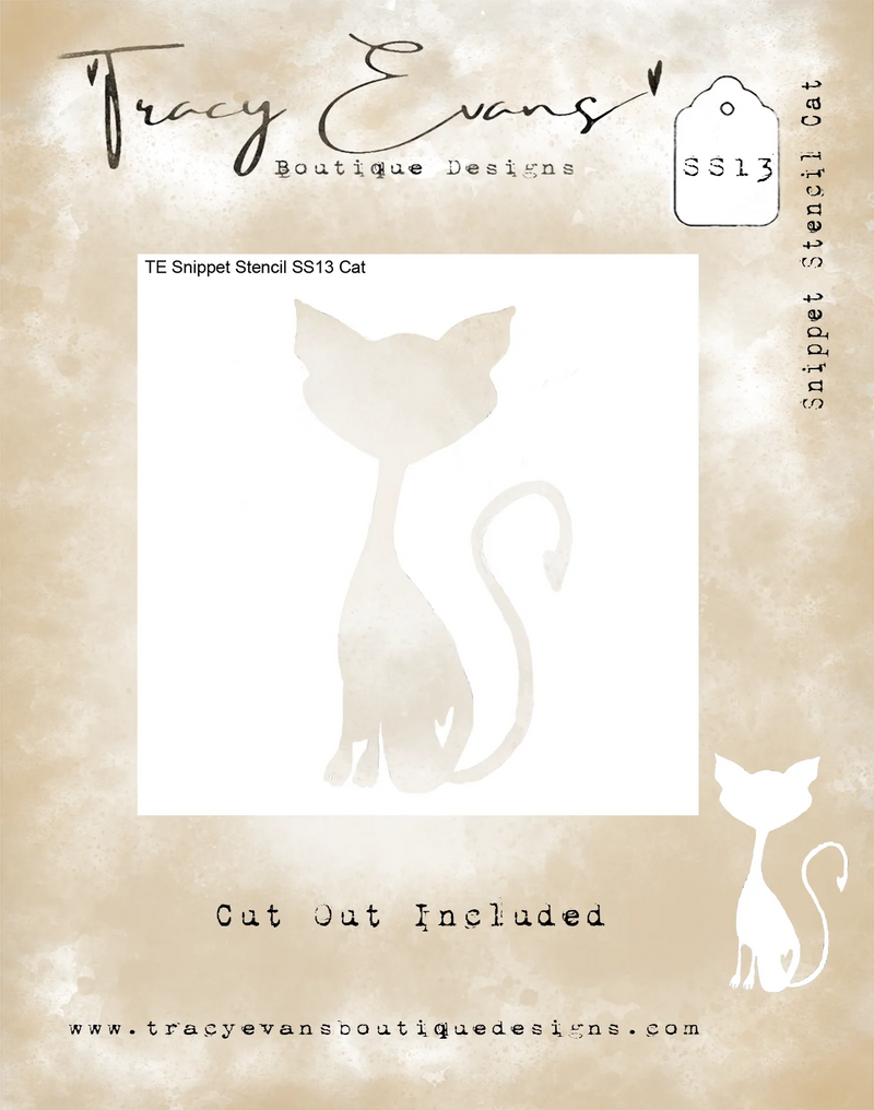 Tracy Evans Boutique Designs - Snippet Stencil - 4 x 4 - Cat - SS13