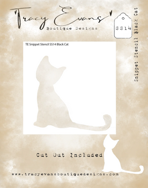 Tracy Evans Boutique Designs - Snippet Stencil - 4 x 4 - Black Cat - SS14