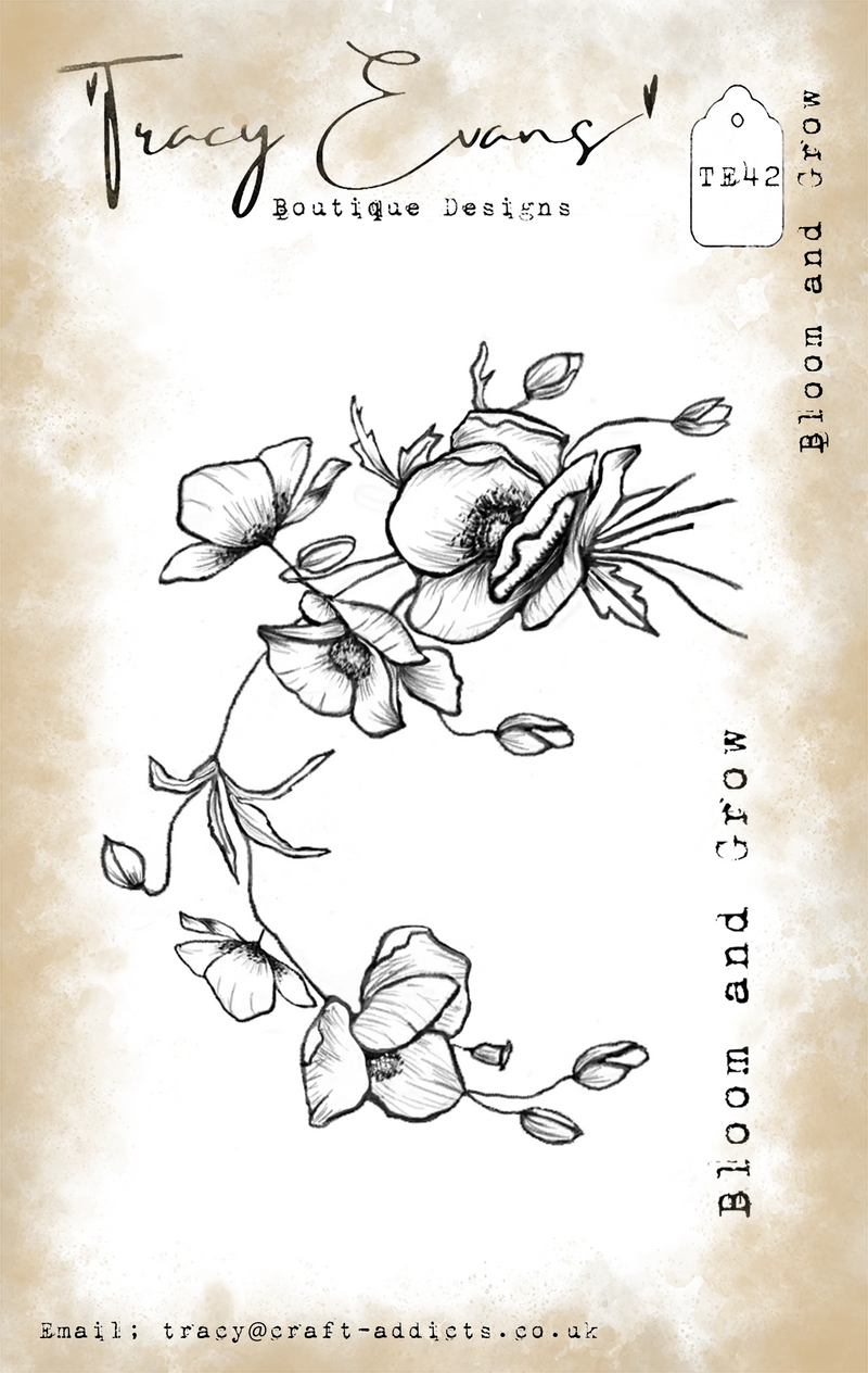 Tracy Evans Boutique Designs - Clear Stamps - A7 - Bloom & Grow - TE42