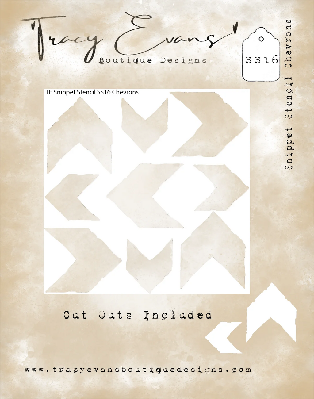 Tracy Evans Boutique Designs - Snippet Stencil - 4 x 4 - Chevrons - SS16