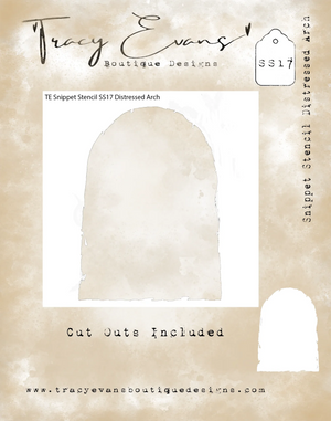 Tracy Evans Boutique Designs - Snippet Stencil - 4 x 4 - Distressed Arch - SS17