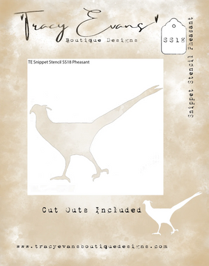 Tracy Evans Boutique Designs - Snippet Stencil - 4 x 4 - Pheasant - SS18