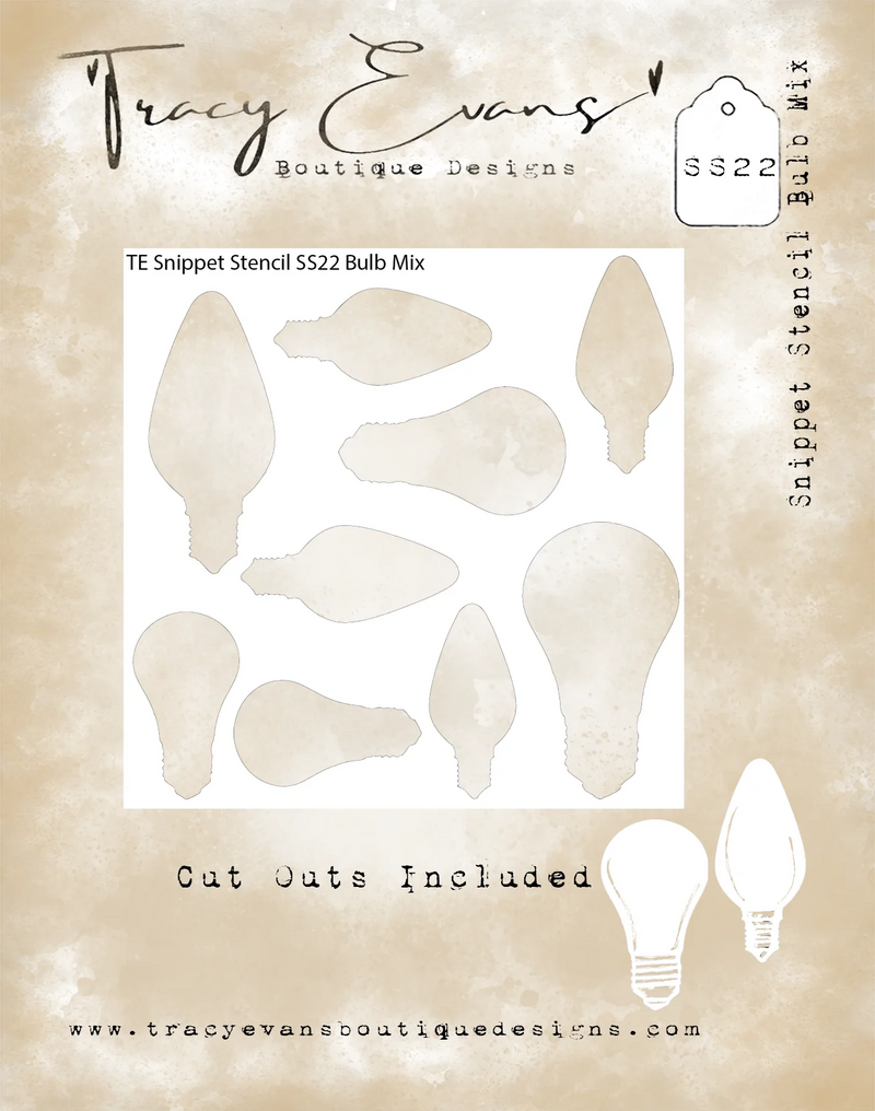 Tracy Evans Boutique Designs - Snippet Stencil - 4 x 4 - Bulb Mix - SS22