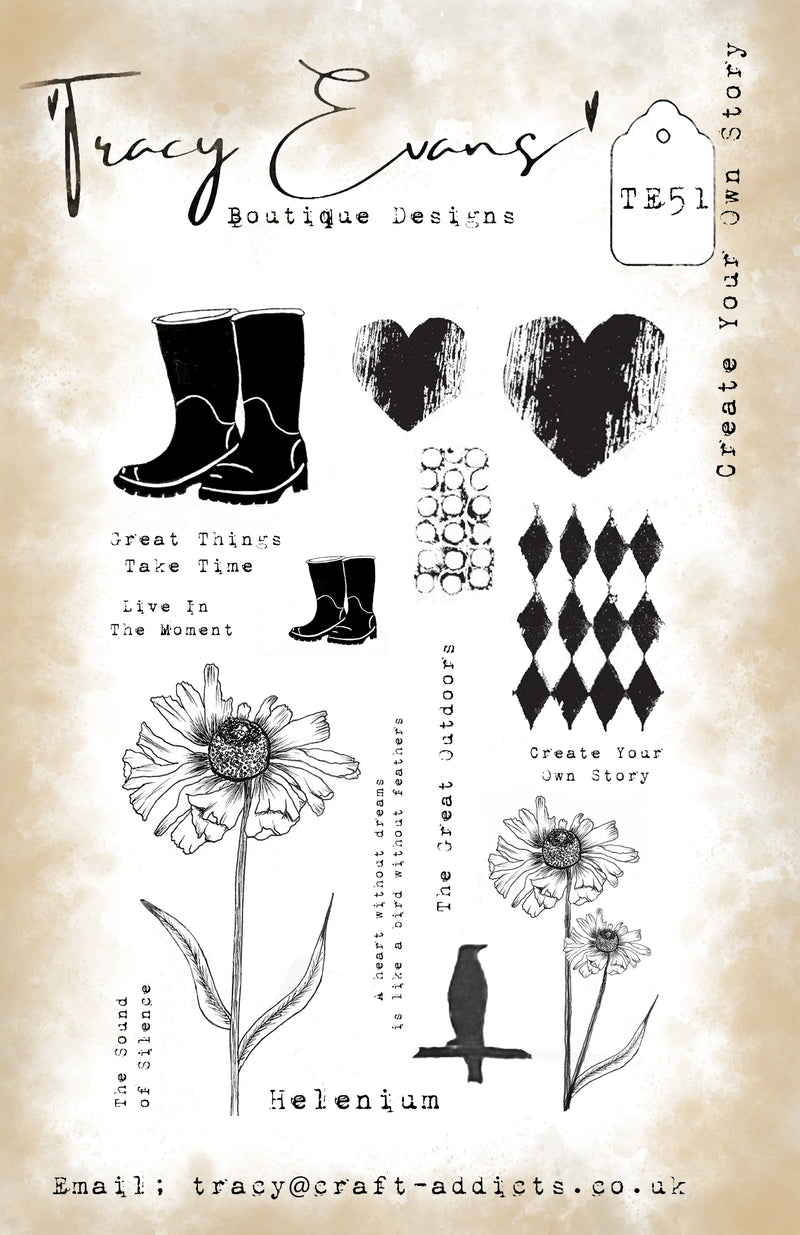 Tracy Evans Boutique Designs - Clear Stamps - A5 - Create Your Own Story - TE51
