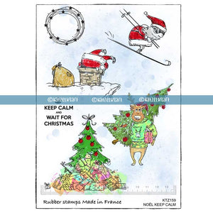 Katzelkraft - A5 - KTZ159 - Unmounted Red Rubber Stamp Set - Noel - Keep Calm - Christmas