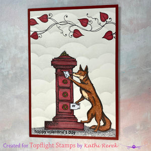 Katzelkraft - SOLO140 - Unmounted Red Rubber Stamp - Fox Mail