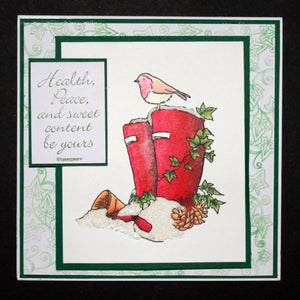 Hobby Art Stamps - Clear Polymer Stamp Set - Winter Robins
