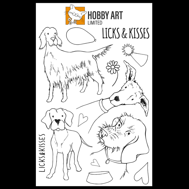 Hobby Art Stamps - Clear Polymer Stamp Set - A5 - Licks & Kisses