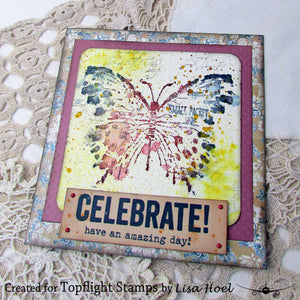 Stampotique by Katzelkraft - STP14055 - Unmounted Red Rubber Stamp - Butterfly & Dragonfly