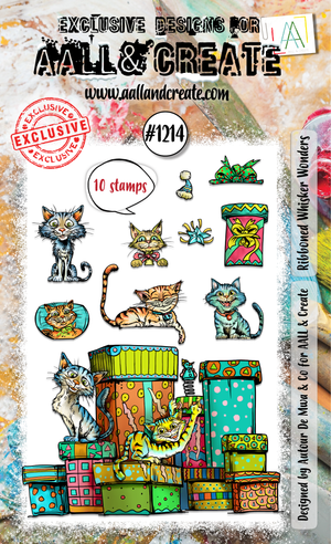 AALL & Create - A6 - Clear Stamps - 1214 - Author De Mwa - Ribboned Whisker Wonders