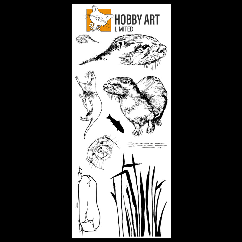 Hobby Art Stamps - Clear Polymer Stamp Set - Otters