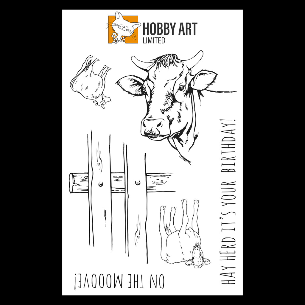 Hobby Art Stamps - A6 - Clear Polymer Stamp Set - On the Mooove