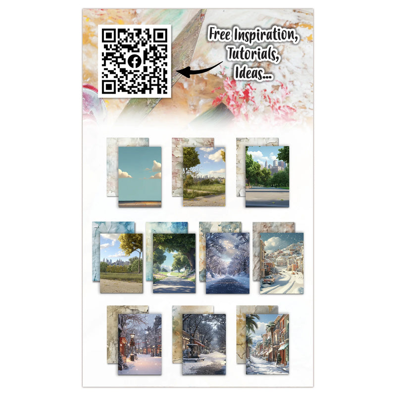 AALL & Create - Design Papers - A6 - PA-35 - Snowfall & Stains - Autour De Mwa