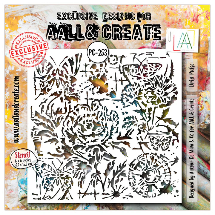 AALL & Create - Stencil - 6x6 - Autour De Mwa - PC-253 - Drip Pulse