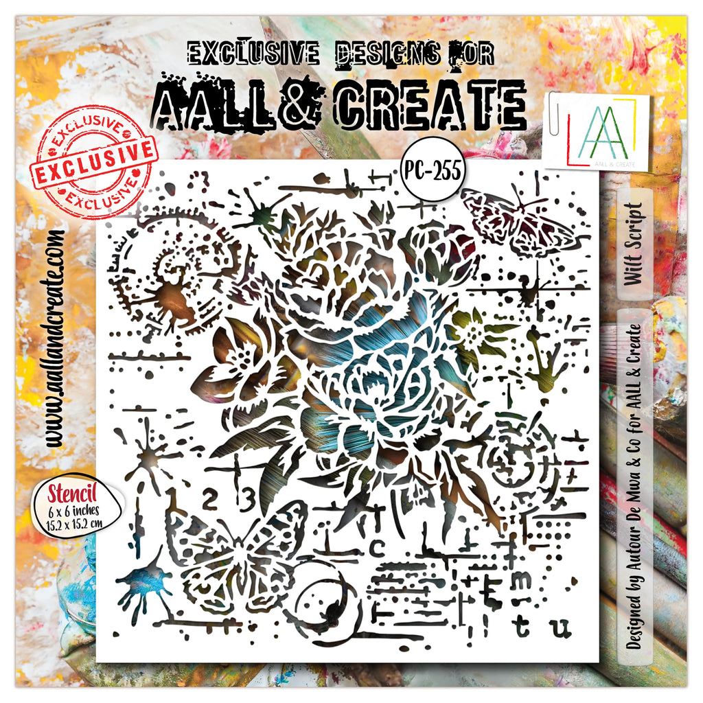 AALL & Create - Stencil - 6x6 - Autour De Mwa - PC-255 - Wilt Script