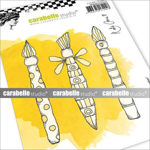Carabelle Studio - A6 - Rubber Cling Stamp Set - Kate Crane - Paint Brushes