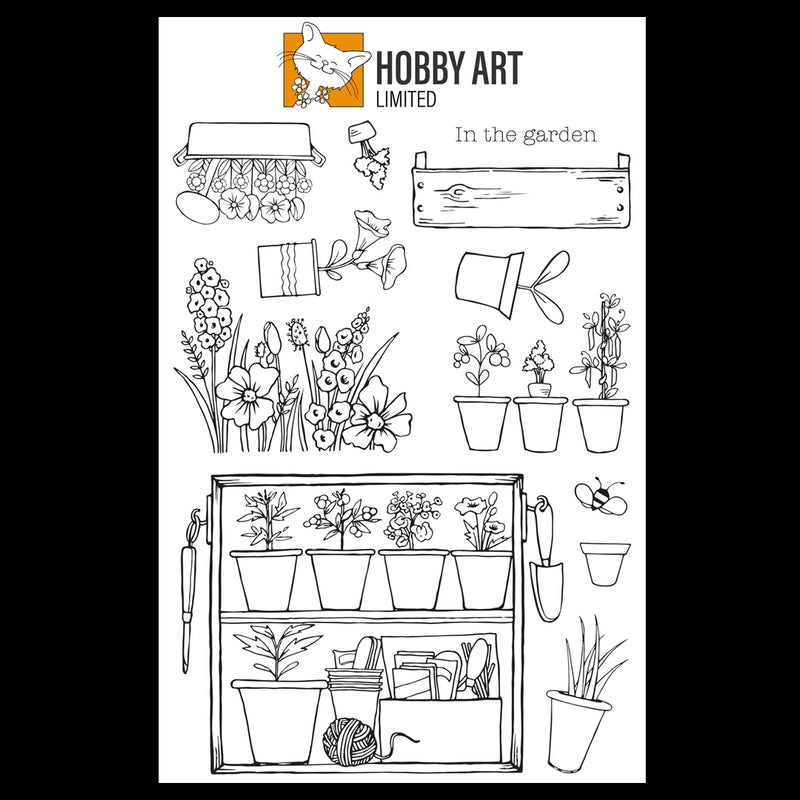 Hobby Art Stamps - Clear Polymer Stamp Set - A5 - Potting Bench