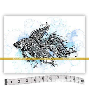 Katzelkraft - SOLO36 - Unmounted Red Rubber Stamp - Tropical Fish - Goldfish