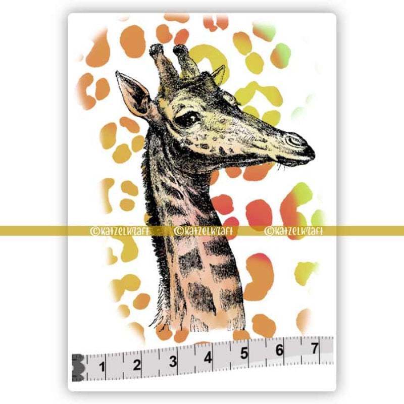 Katzelkraft - SOLO06 - Unmounted Red Rubber Stamp - Giraffe