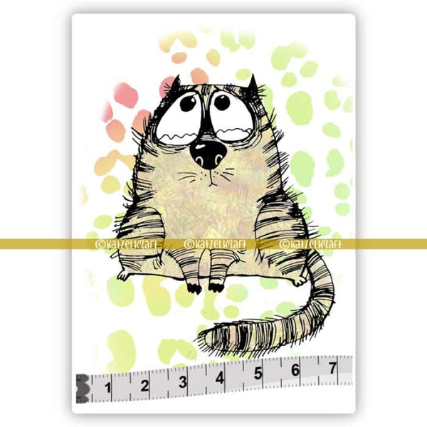 Katzelkraft - SOLO072 - Unmounted Red Rubber Stamp - The Fat Cats 1 - Albert
