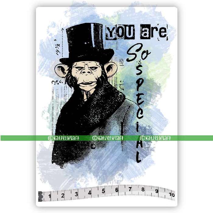 Katzelkraft - SOLO094 - Unmounted Red Rubber Stamp Set - You Are So Special - Monkey - Anthromorph