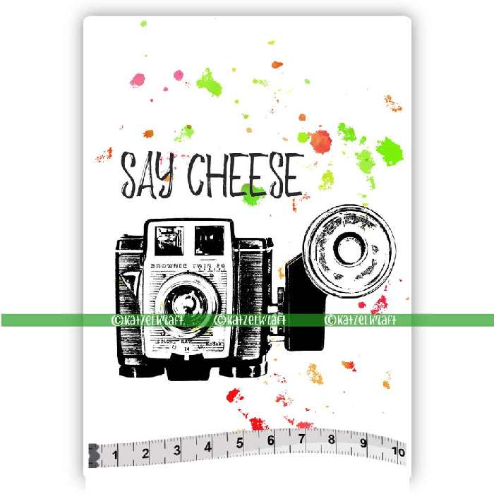 Katzelkraft - SOLO097 - Unmounted Red Rubber Stamp Set - Camera - Say Cheese