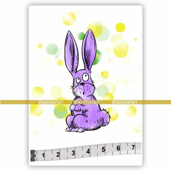 Katzelkraft - MINI113 - Unmounted Red Rubber Stamp - Rabbit - Lapin