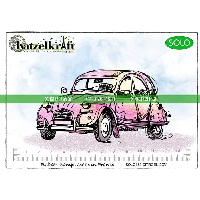 Katzelkraft - SOLO182 - Unmounted Red Rubber Stamp - Vintage VW - PREORDER