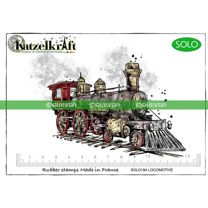 Katzelkraft - SOLO184 - Unmounted Red Rubber Stamp - Train