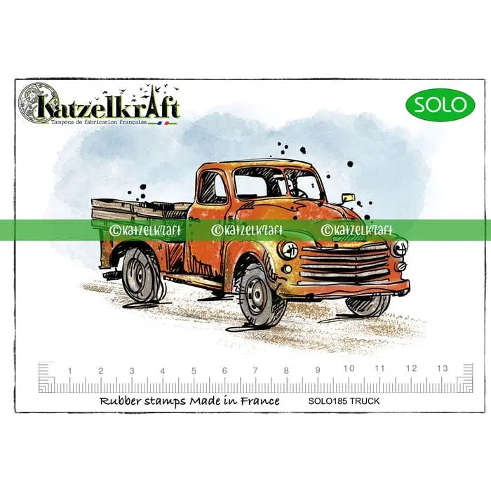 Katzelkraft - SOLO185 - Unmounted Red Rubber Stamp - Vintage Truck - PREORDER