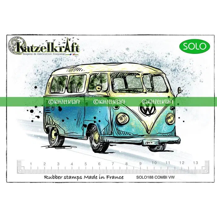 Katzelkraft - SOLO188 - Unmounted Red Rubber Stamp - VW Bus