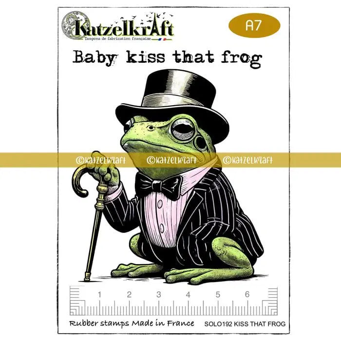 Katzelkraft - SOLO192 - Unmounted Red Rubber Stamp - Kiss That Frog - PREORDER